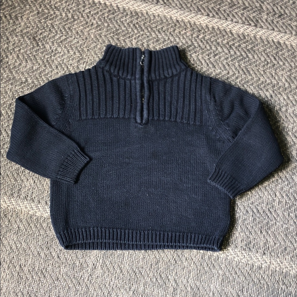 Kids Navy Half-Zip Ribbed Yoke Sweater